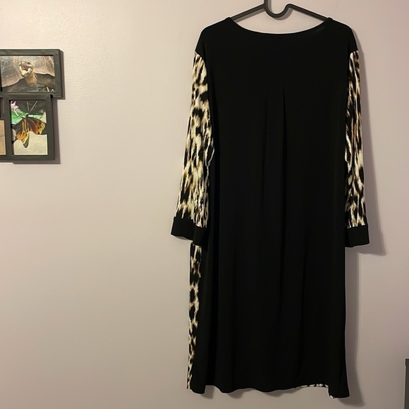 Chico’s Speckled Animal-Blocked Shirtdress Leopard Print Dress size 2 (L/12) - Picture 10 of 16